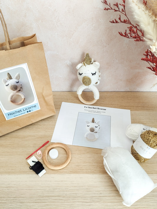 Kit crochet hochet licorne