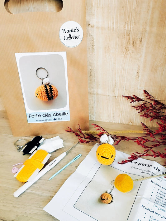 Kit crochet débutant porte clé abeille