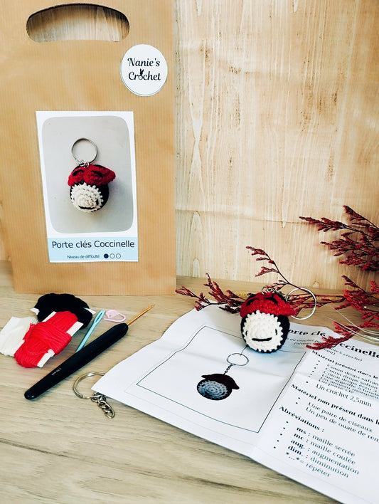 Kit crochet débutant porte clé coccinelle