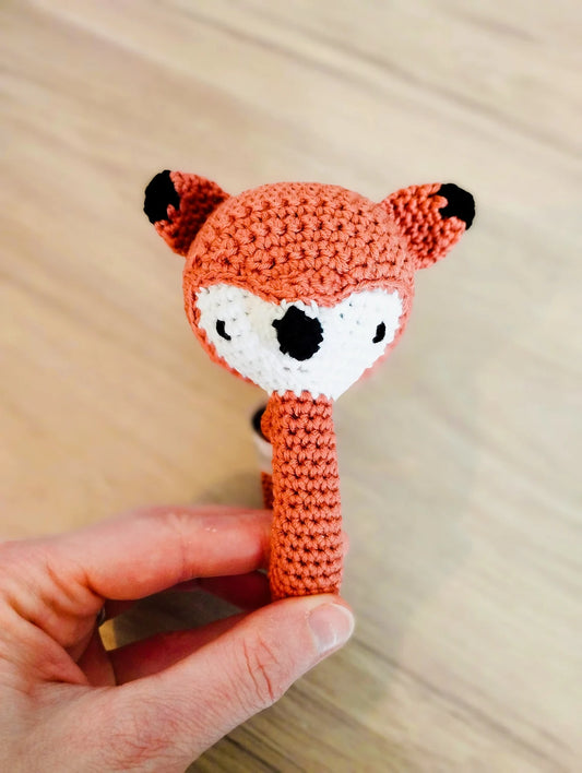 Hochet renard, renard au crochet, hochet renard nouveau né, jouet d'éveil